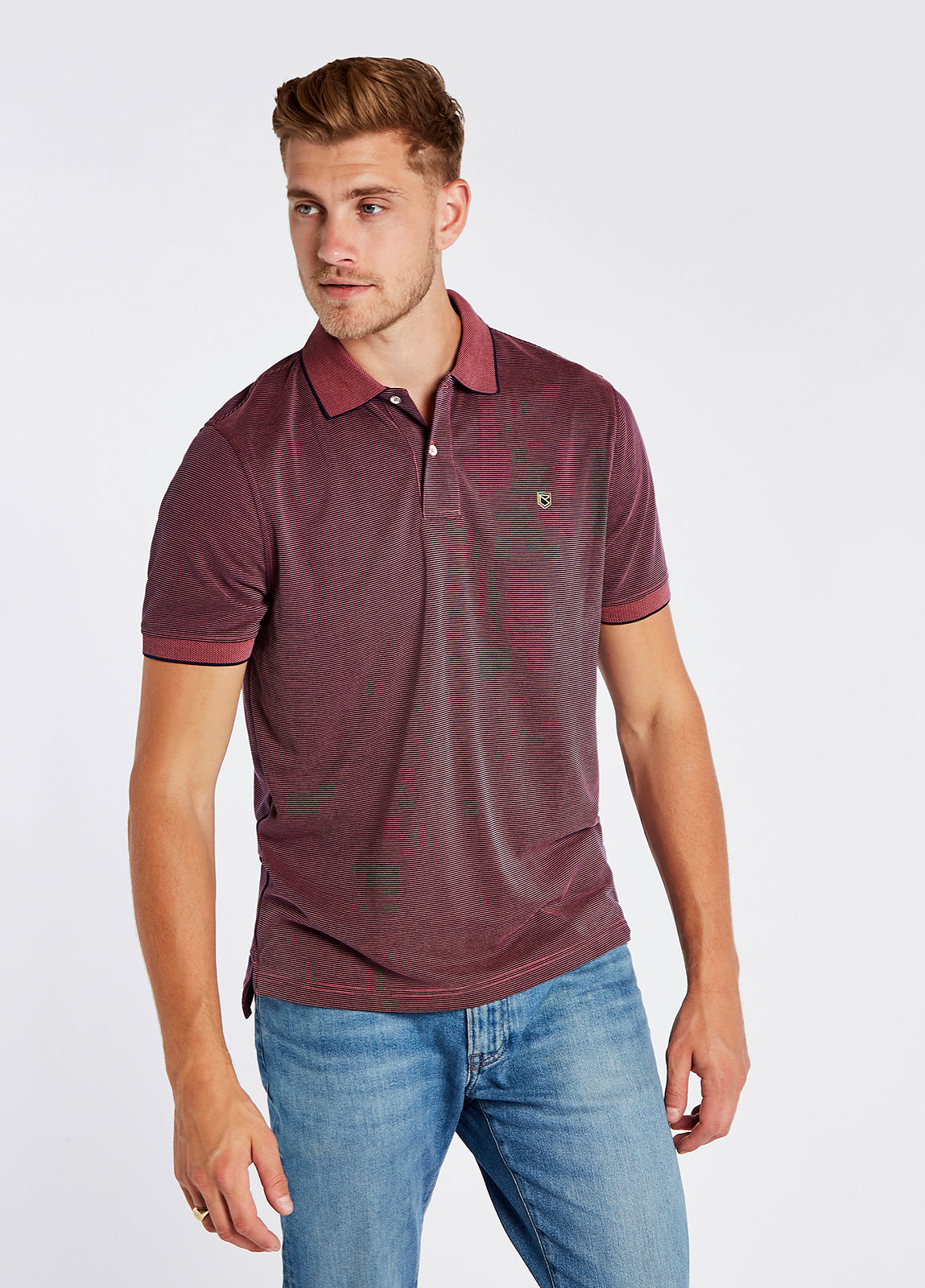 Mullaghmore Striped Polo - Ruby