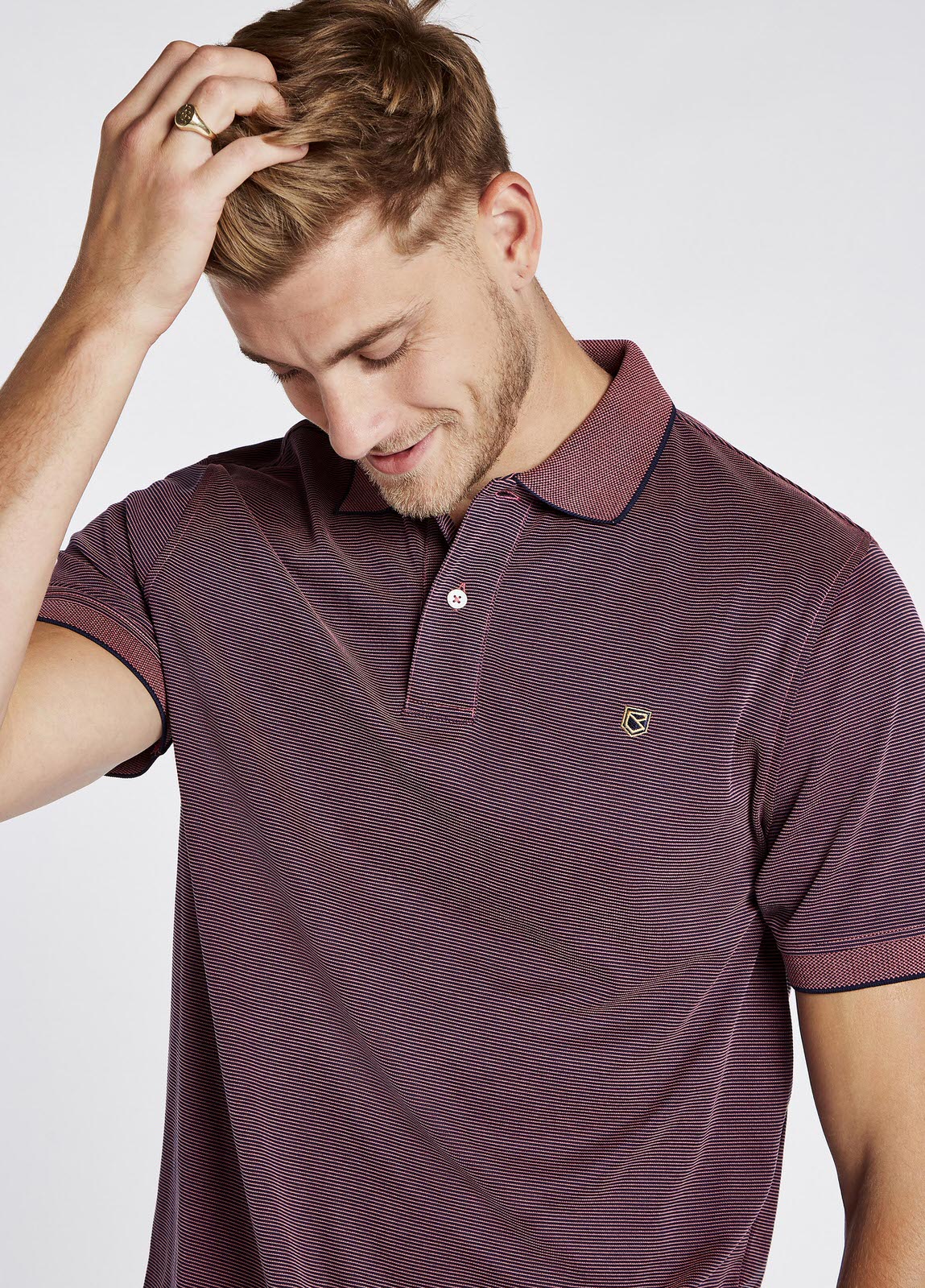 Mullaghmore Striped Polo - Ruby