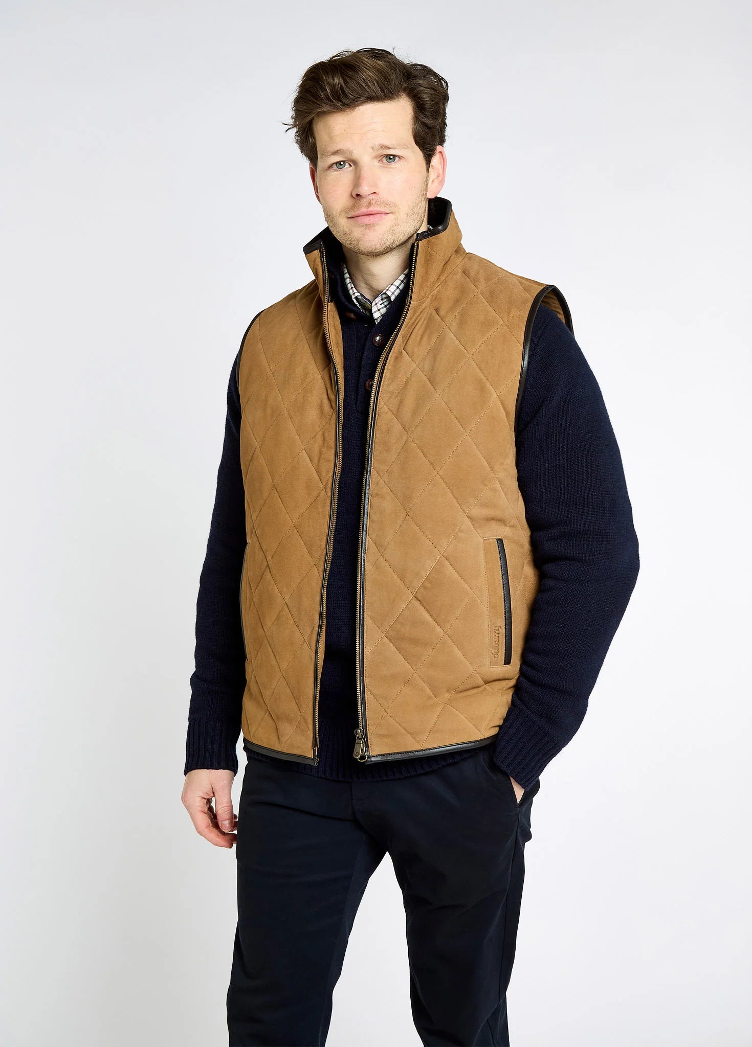 Bellamont Men's Goat suede gilet - Tan