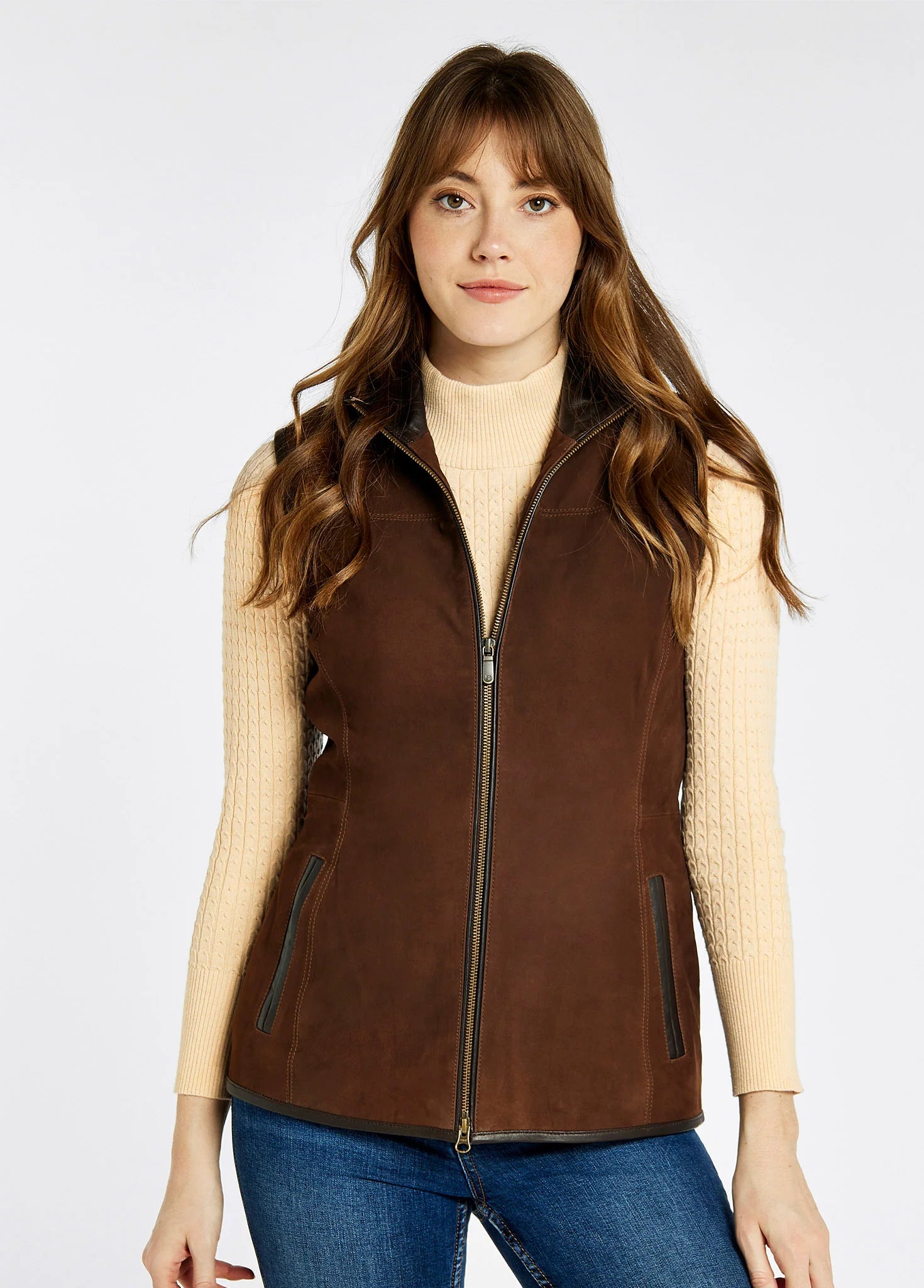 Kingston Leather Gilet - Walnut