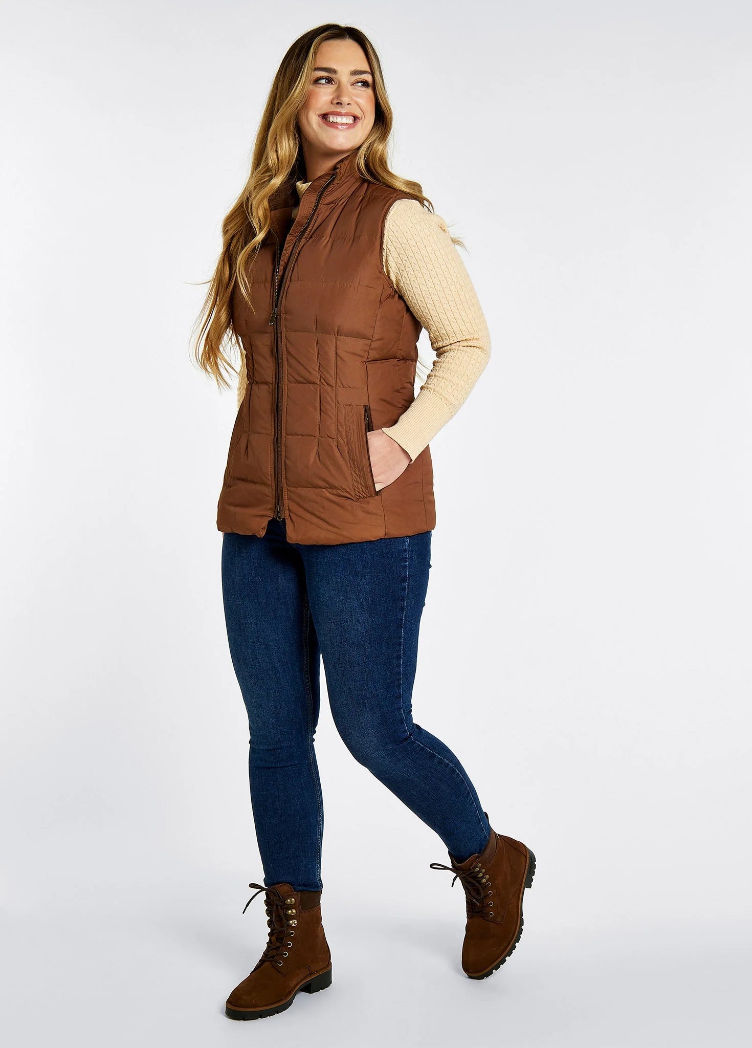 Spiddal Ladies' Quilted Vest - Walnut