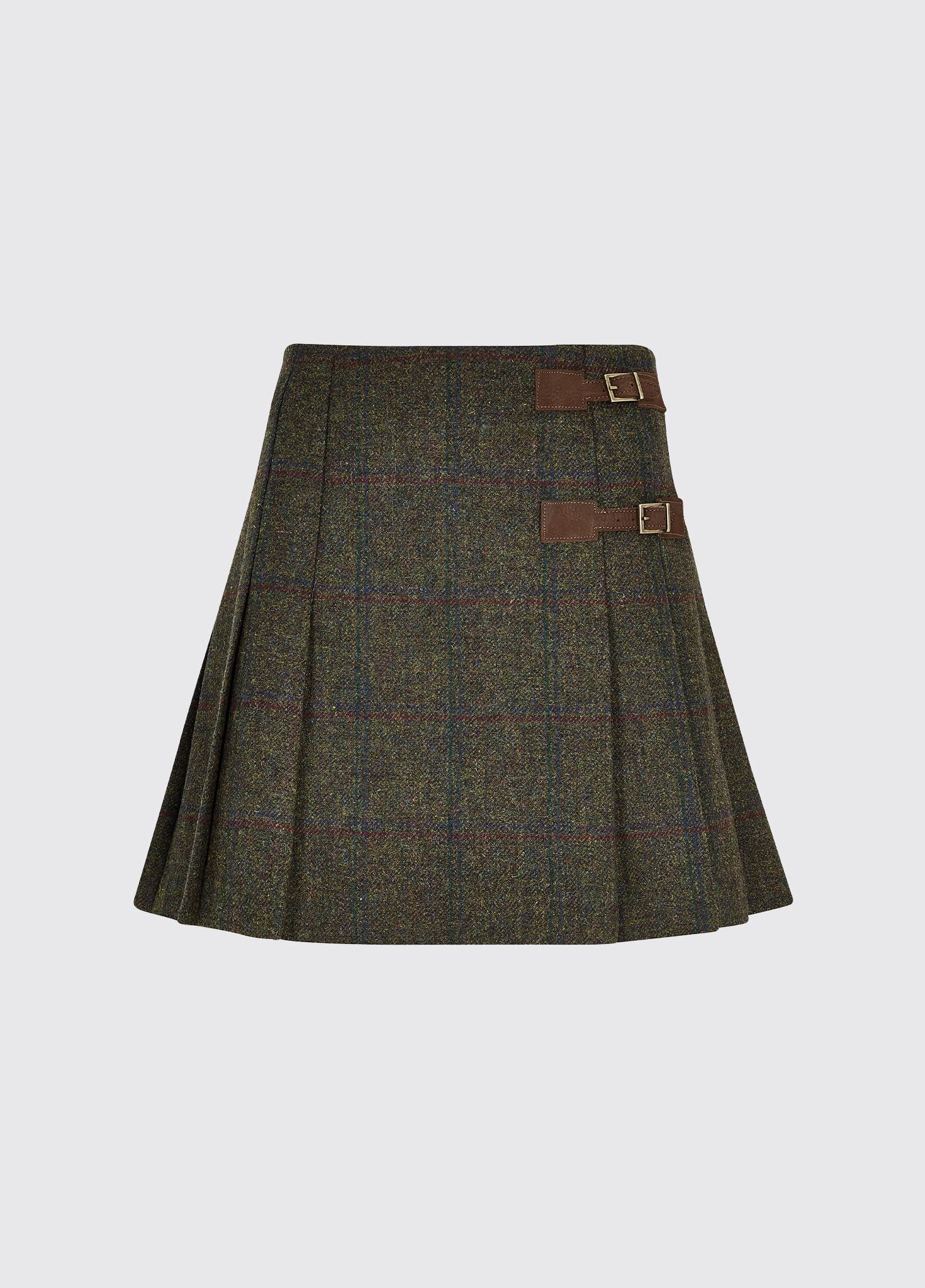 Hunting Tweed Silk Twill Pleated Skirt main image 1
