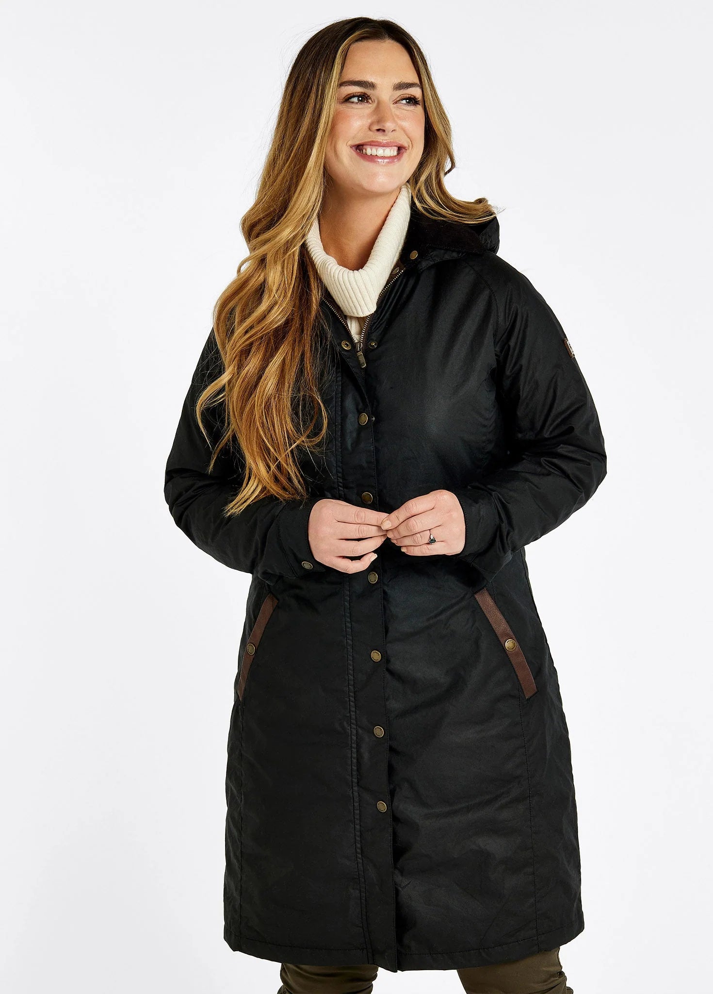 Redington Ladies Long Wax Coat - Black