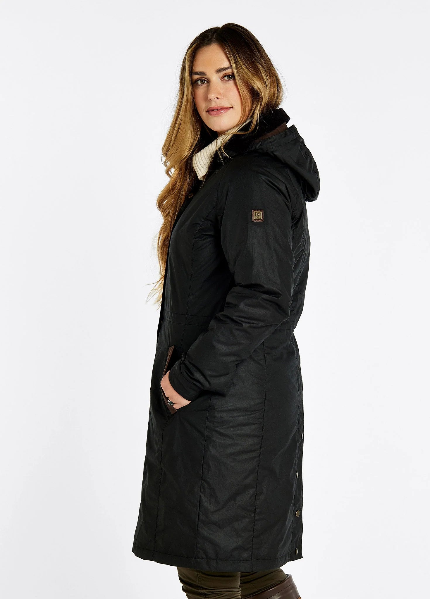 Redington Ladies Long Wax Coat - Black