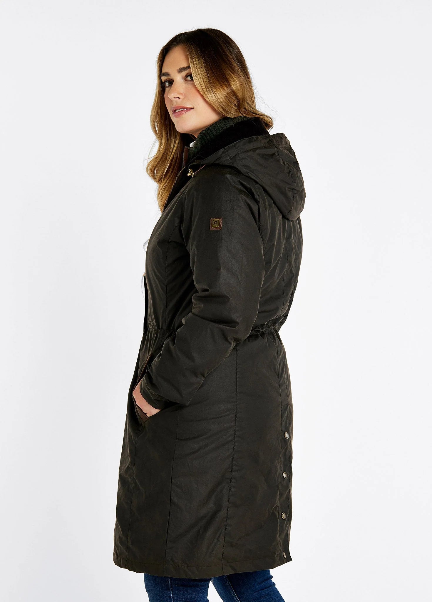 Redington Ladies Long Wax Coat - Verdigris