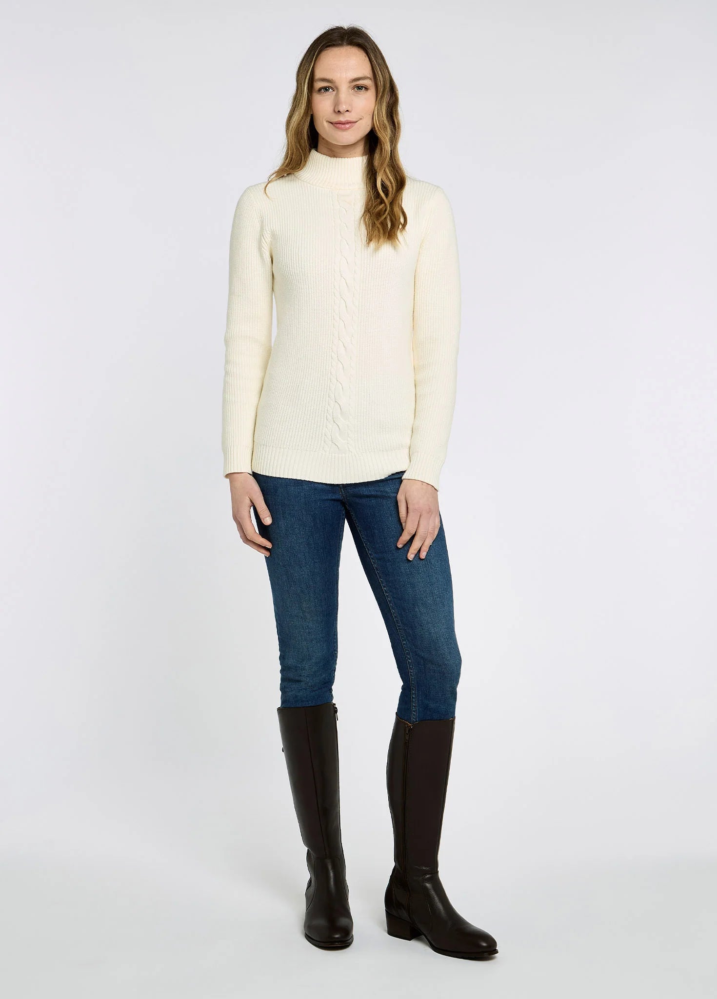 Lennon Women's sweater with mock neck- Chalk