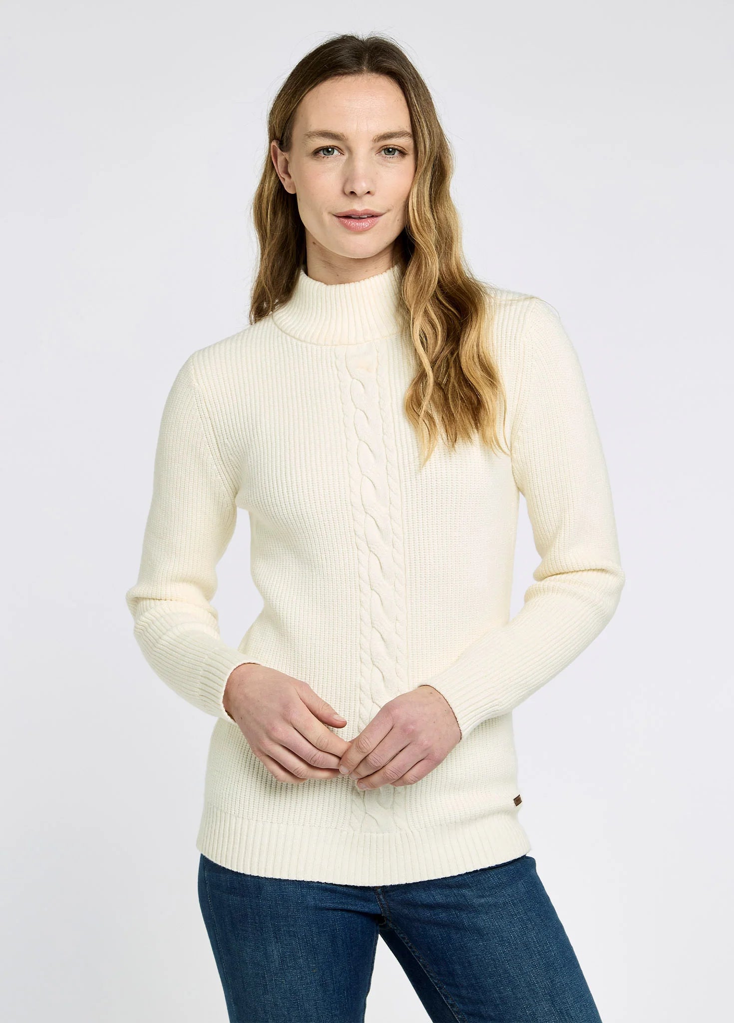 Lennon Women's sweater with mock neck- Chalk