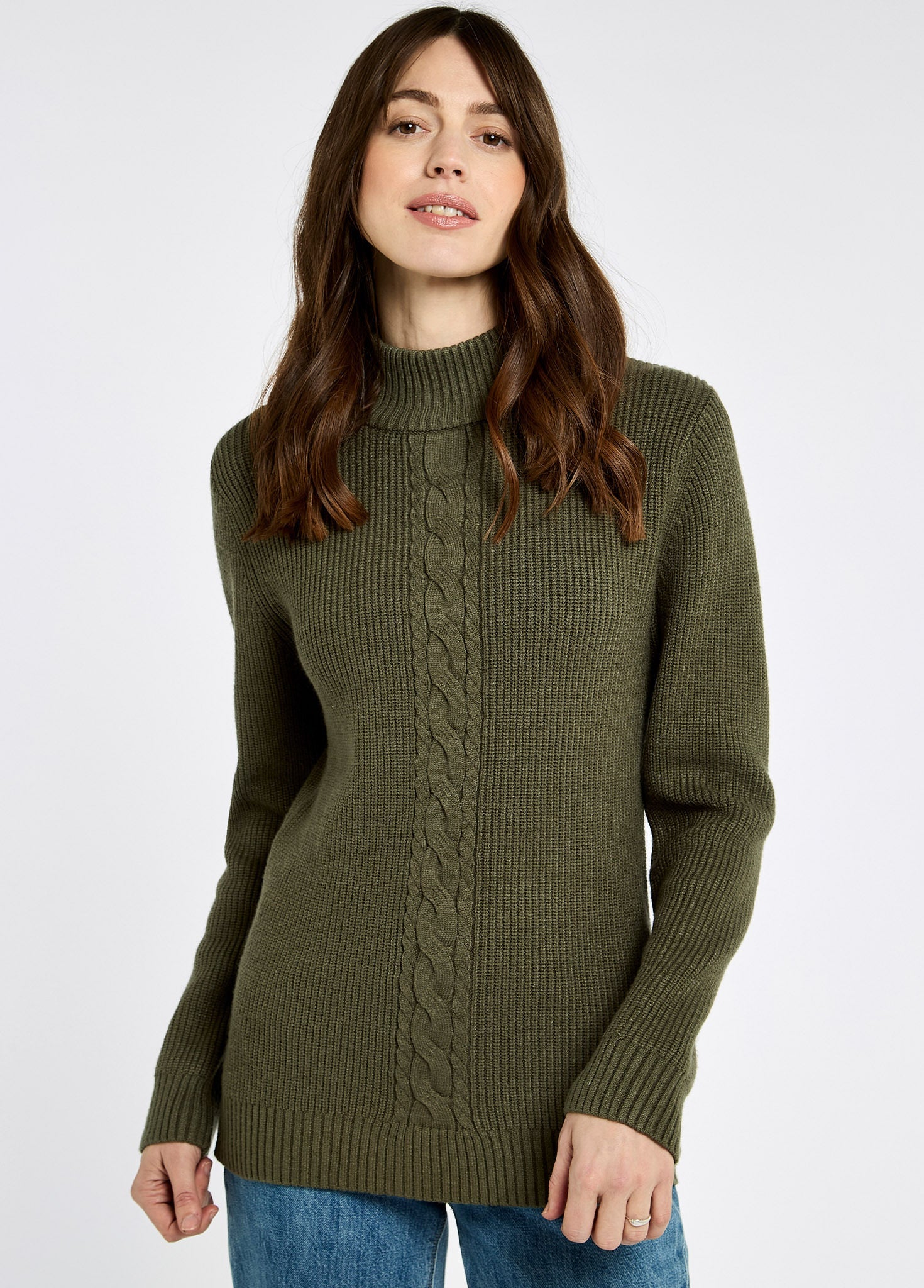 Lennon Women's sweater with mock neck - Dusky Green