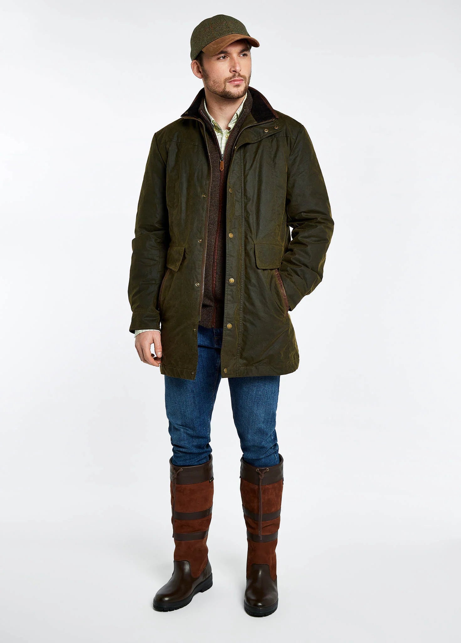 Chalkhill Men's Long Wax Jacket - Olive