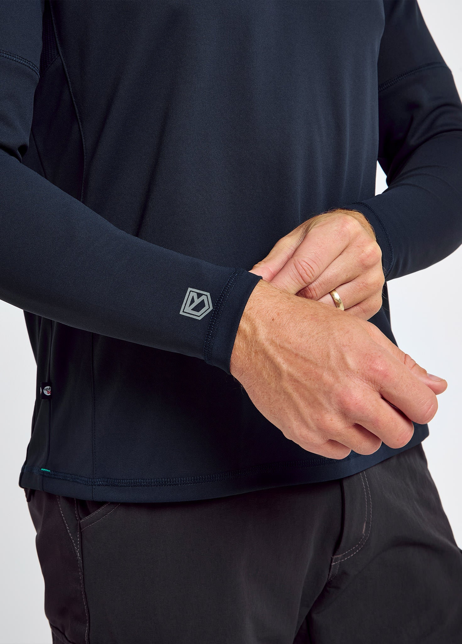 Piraeus Men's Long Sleeve Technical Polo - Navy