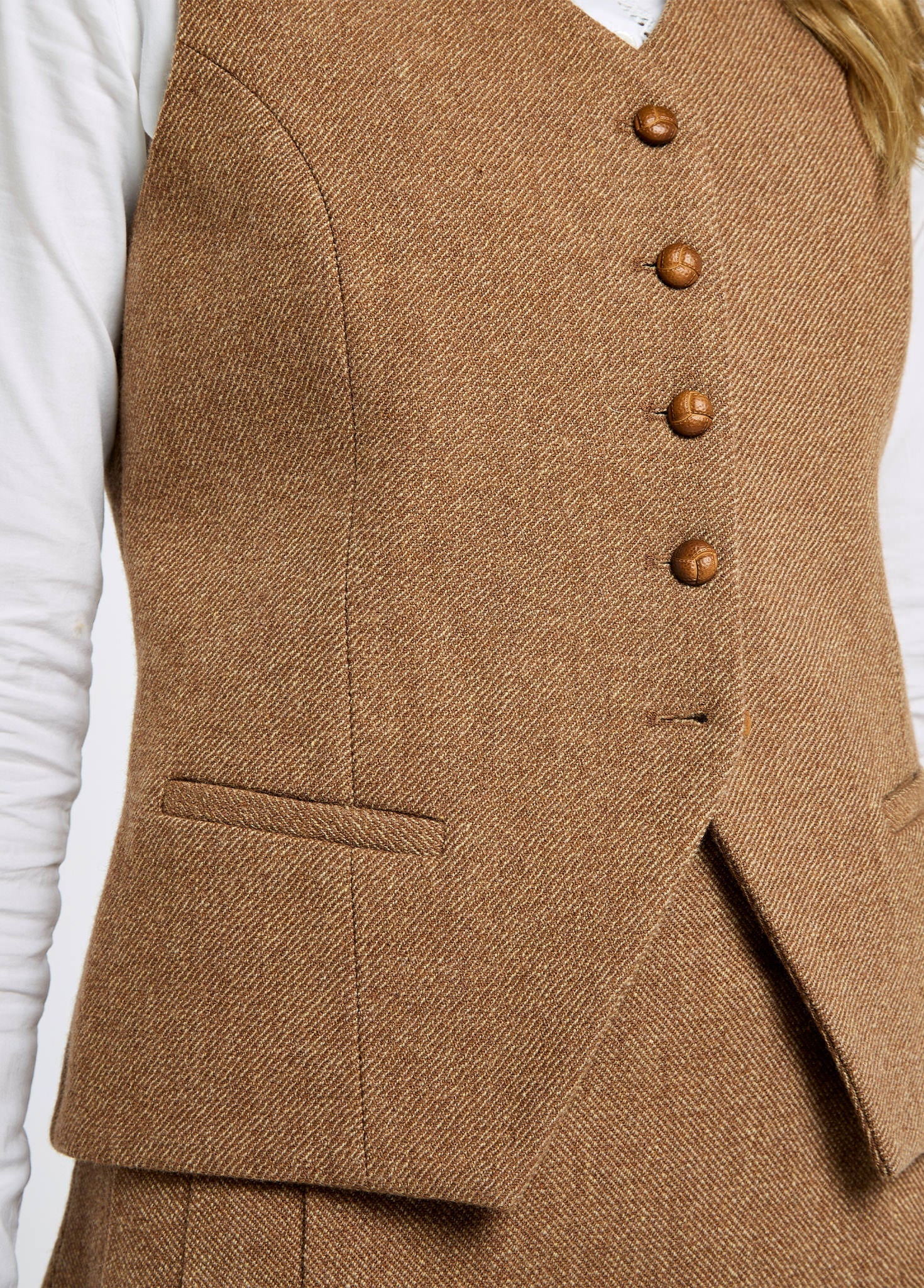 Robinswood Women’s Tweed Waistcoat - Camel Twill