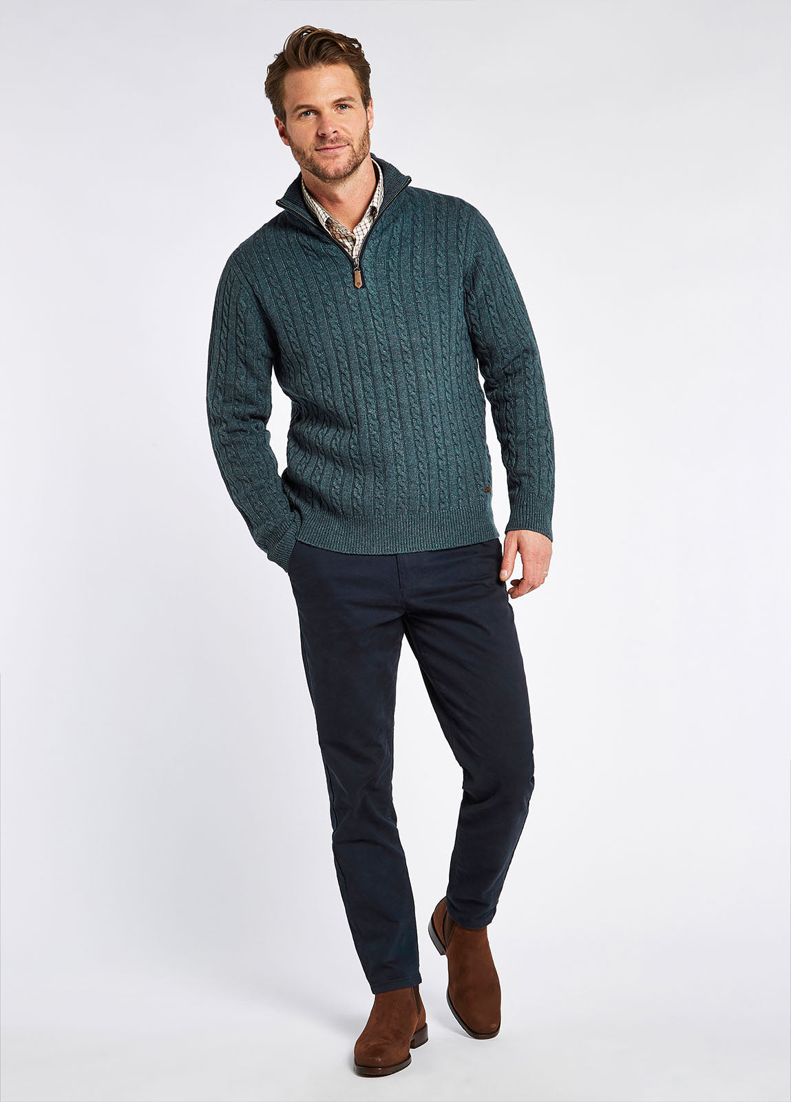 Cronin Zip Neck Sweater - Dark Pebble