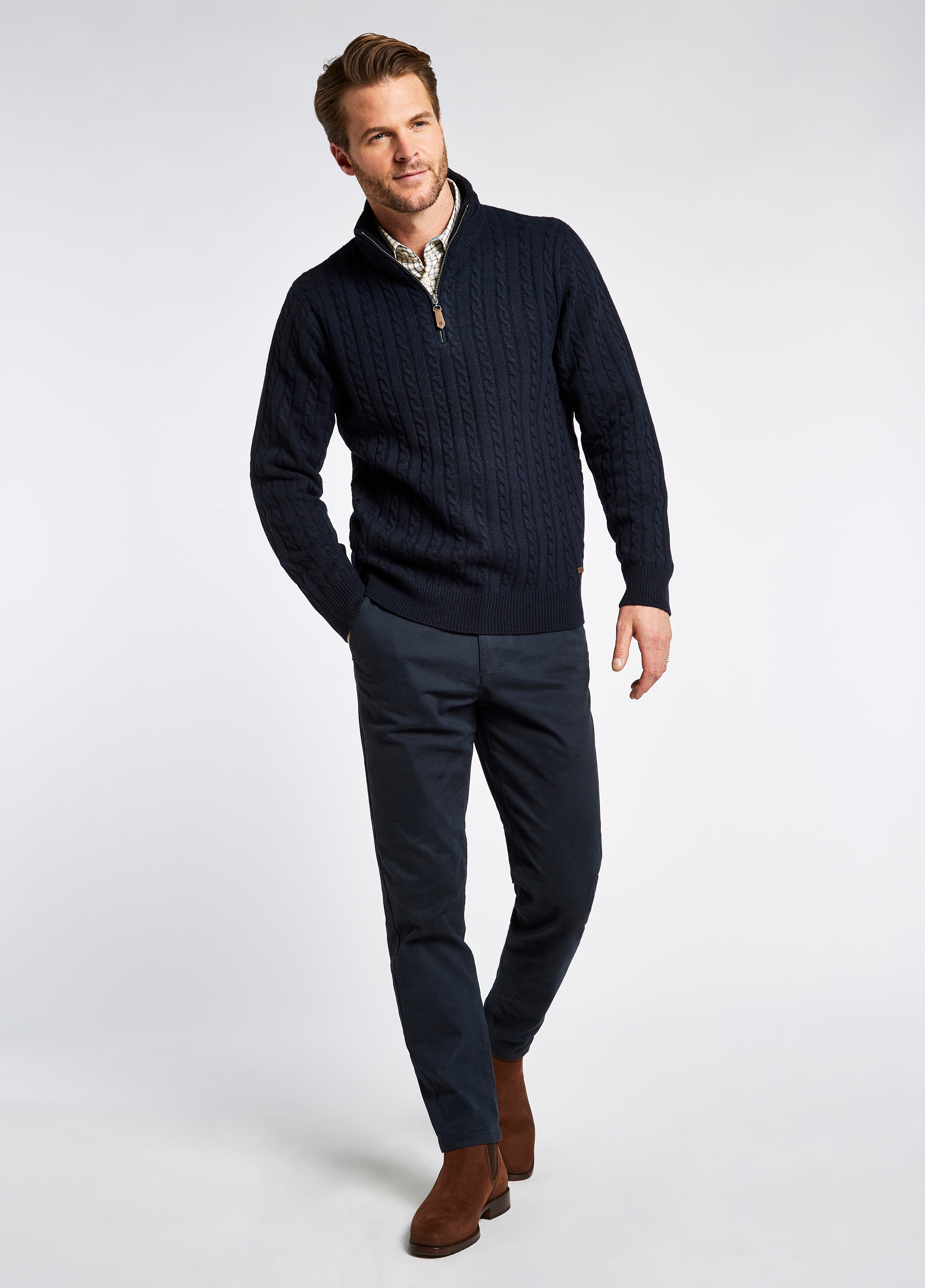 Cronin Zip Neck Sweater - Navy