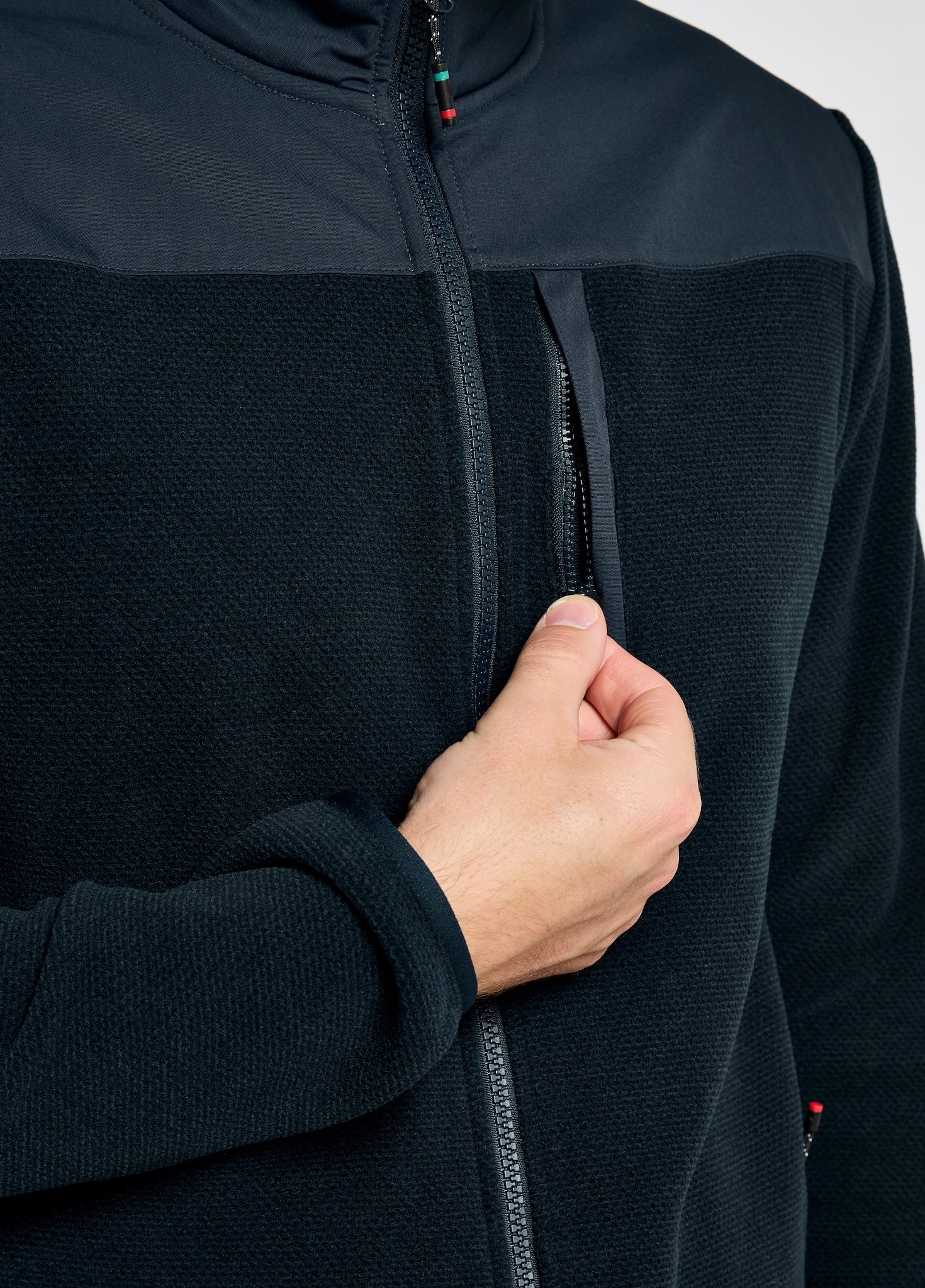 Lucia Fleece Woven Combo Jacket - Navy