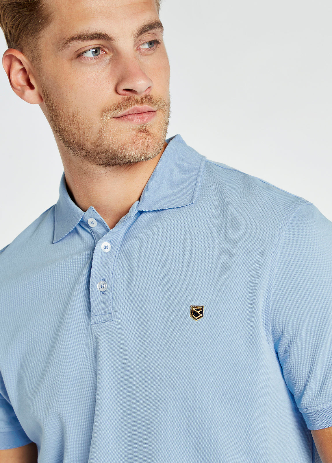 Quinlan 4-way Stretch Polo- Light Sky