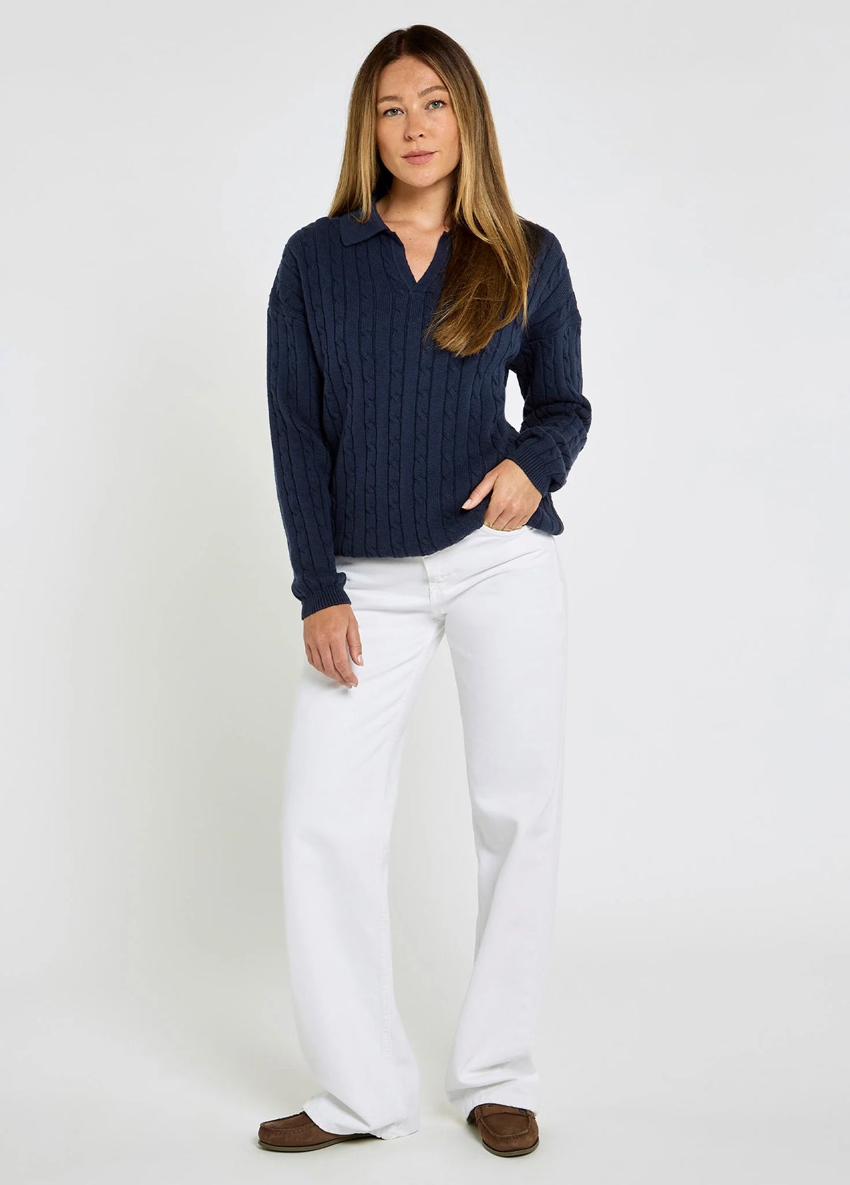 Brownville Women's Cable Knit Jumper - Navy
