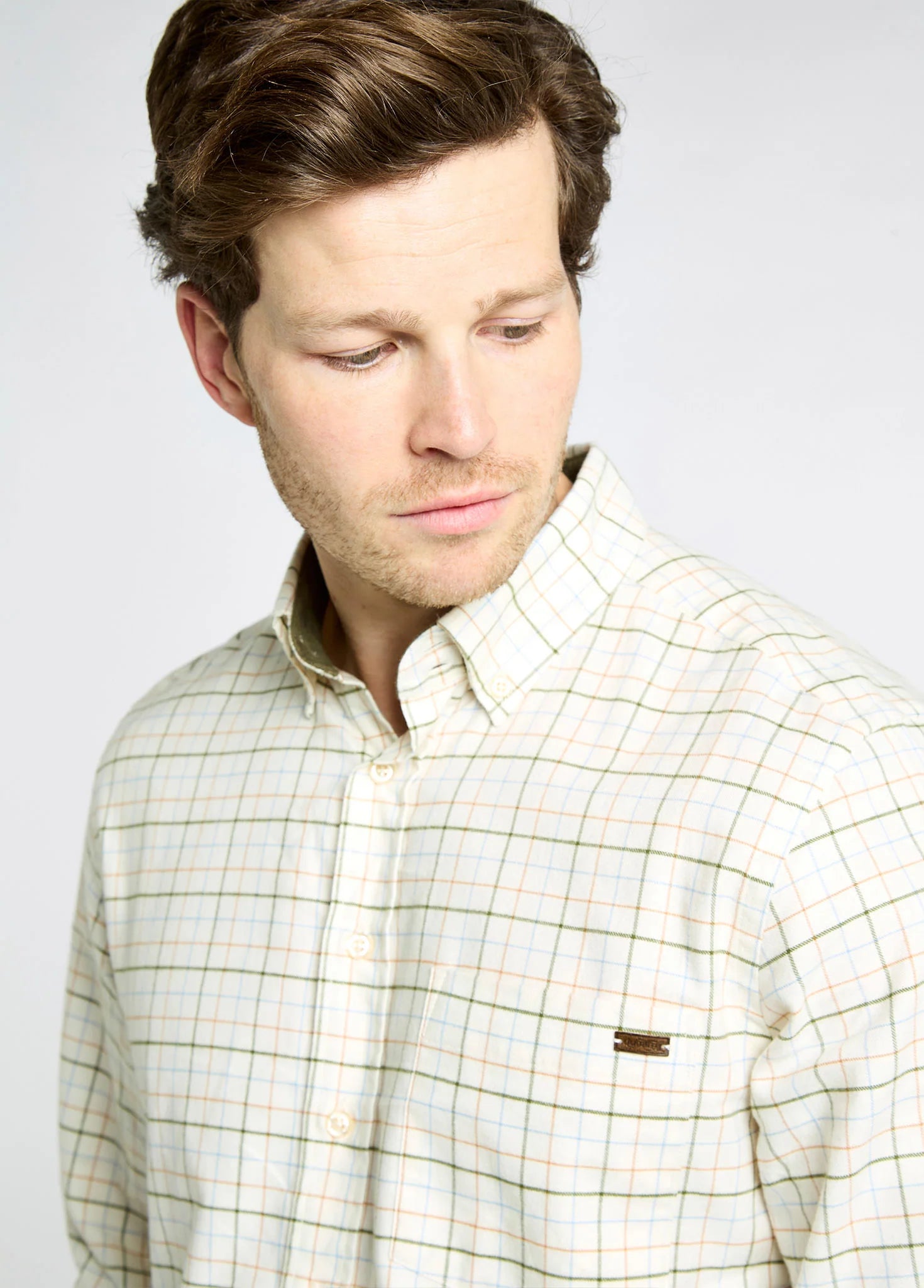 Drumcar Men’s tattersall check shirt - Dusky Green