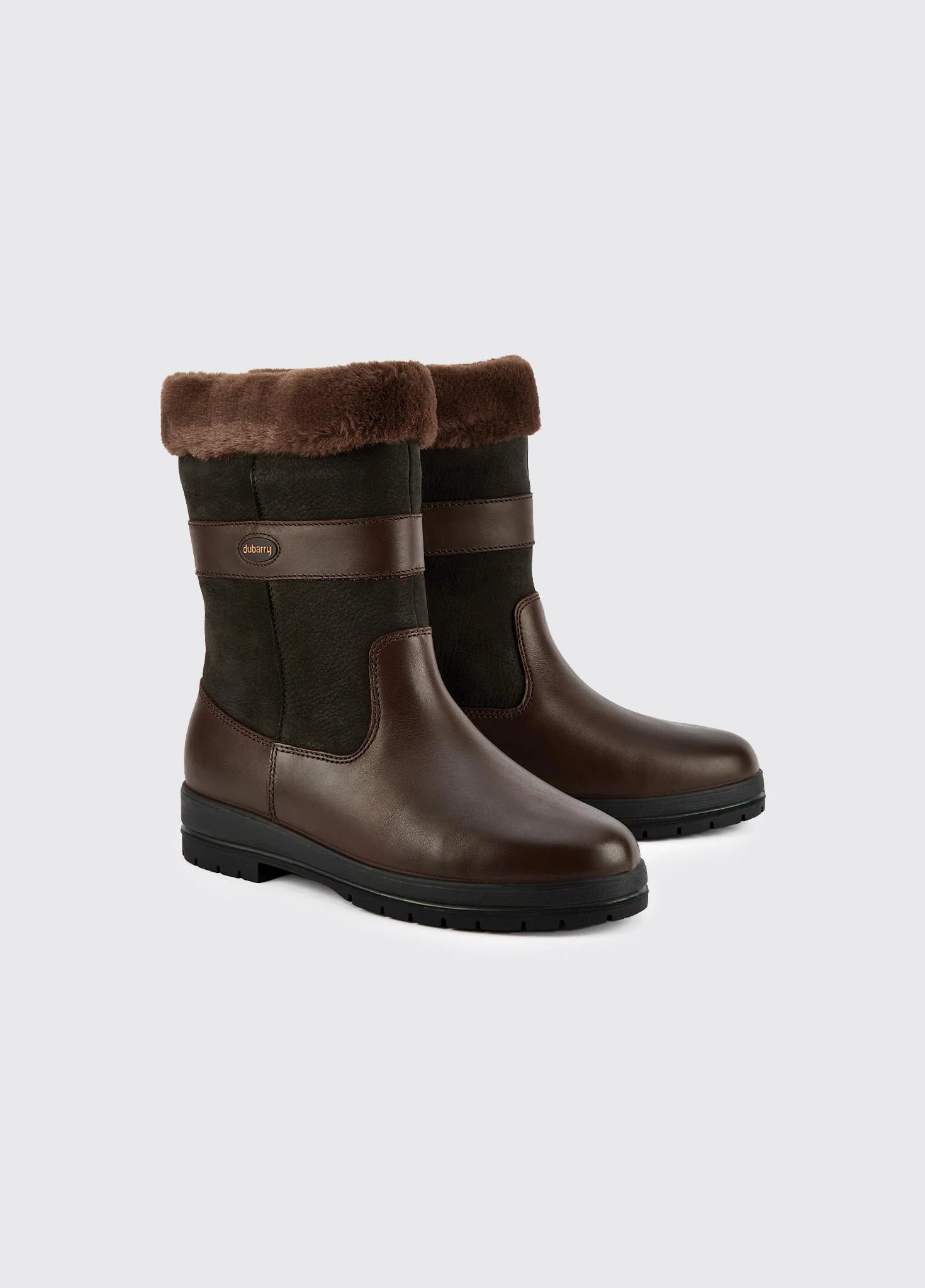 Foxrock Fur Lined County Boot - Black/Brown