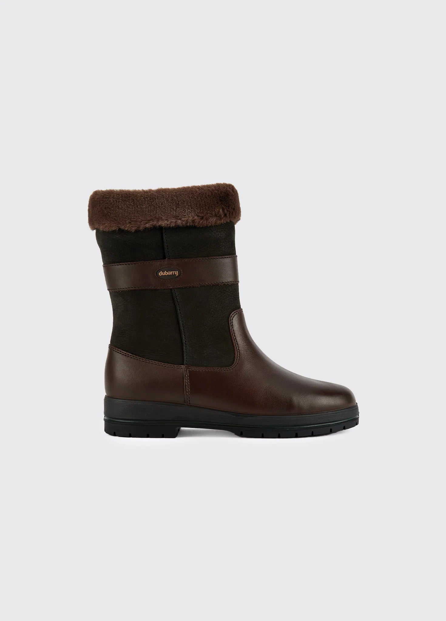 Foxrock Fur Lined County Boot - Black/Brown
