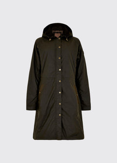 Redington Ladies Long Wax Coat - Verdigris