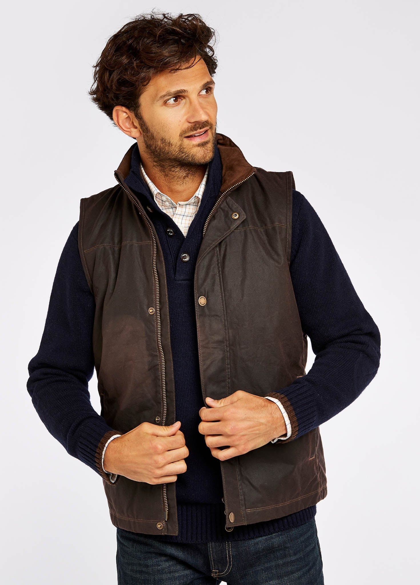 Mayfly Men's Waxed Cotton Vest - Java