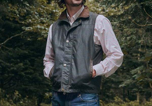 Mayfly Men's Waxed Cotton Vest - Olive hover image