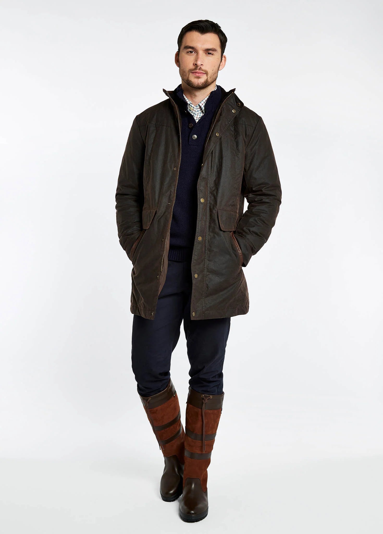 Chalkhill Men's Long Wax Jacket - Java