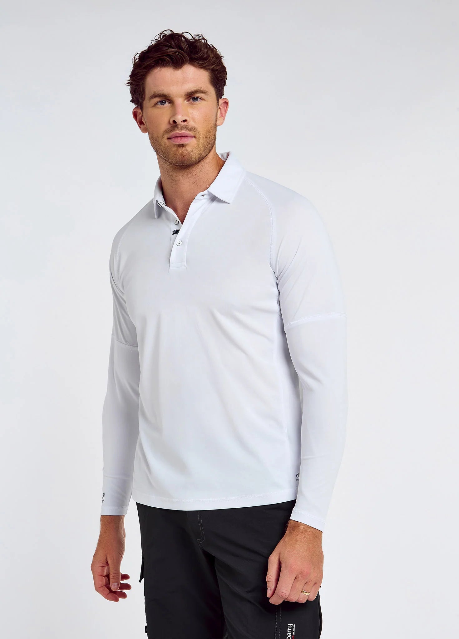 Piraeus Men's Long Sleeve Technical Polo - White
