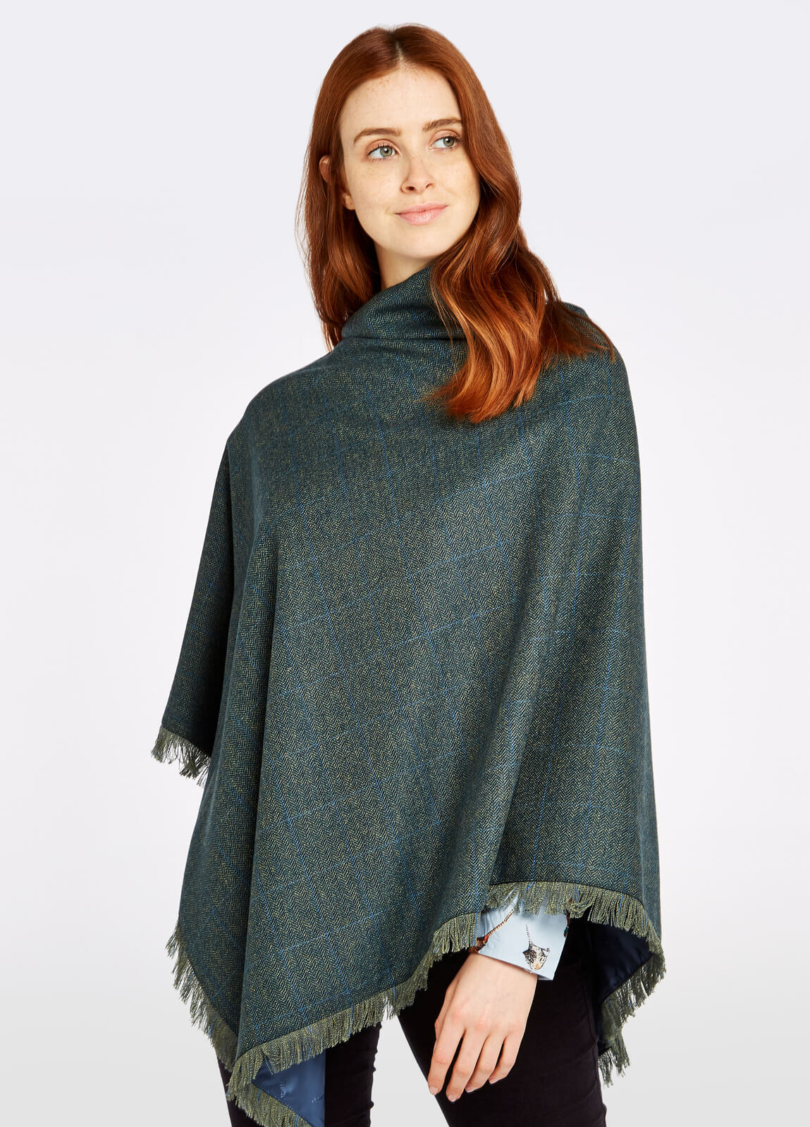 Hazelwood Tweed Poncho - Mist